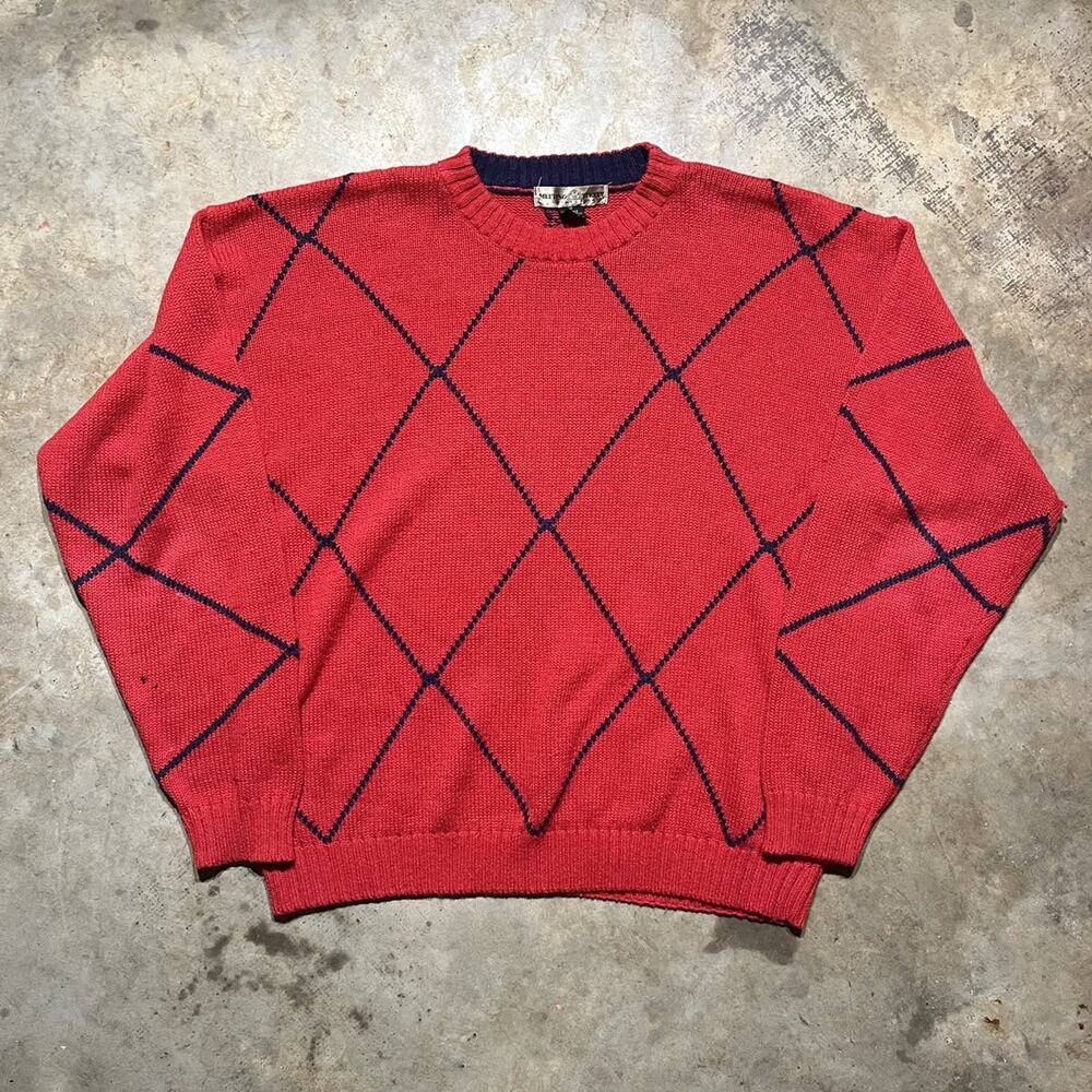 Vintage 90s Meeting Street Red Pattern Sweater